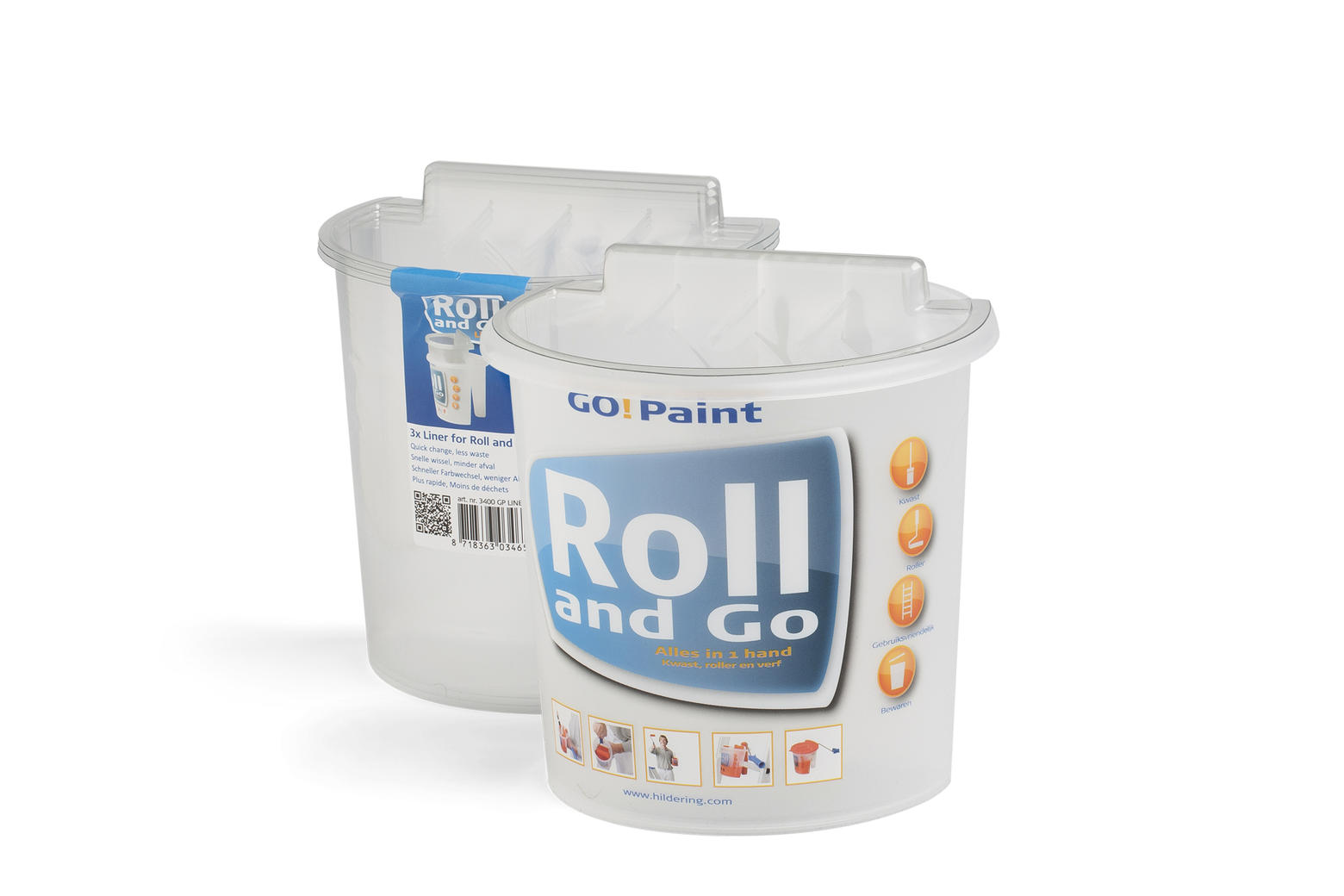Roll and Go S ist Farbe, Roller und Pinsel aus einer Hand.