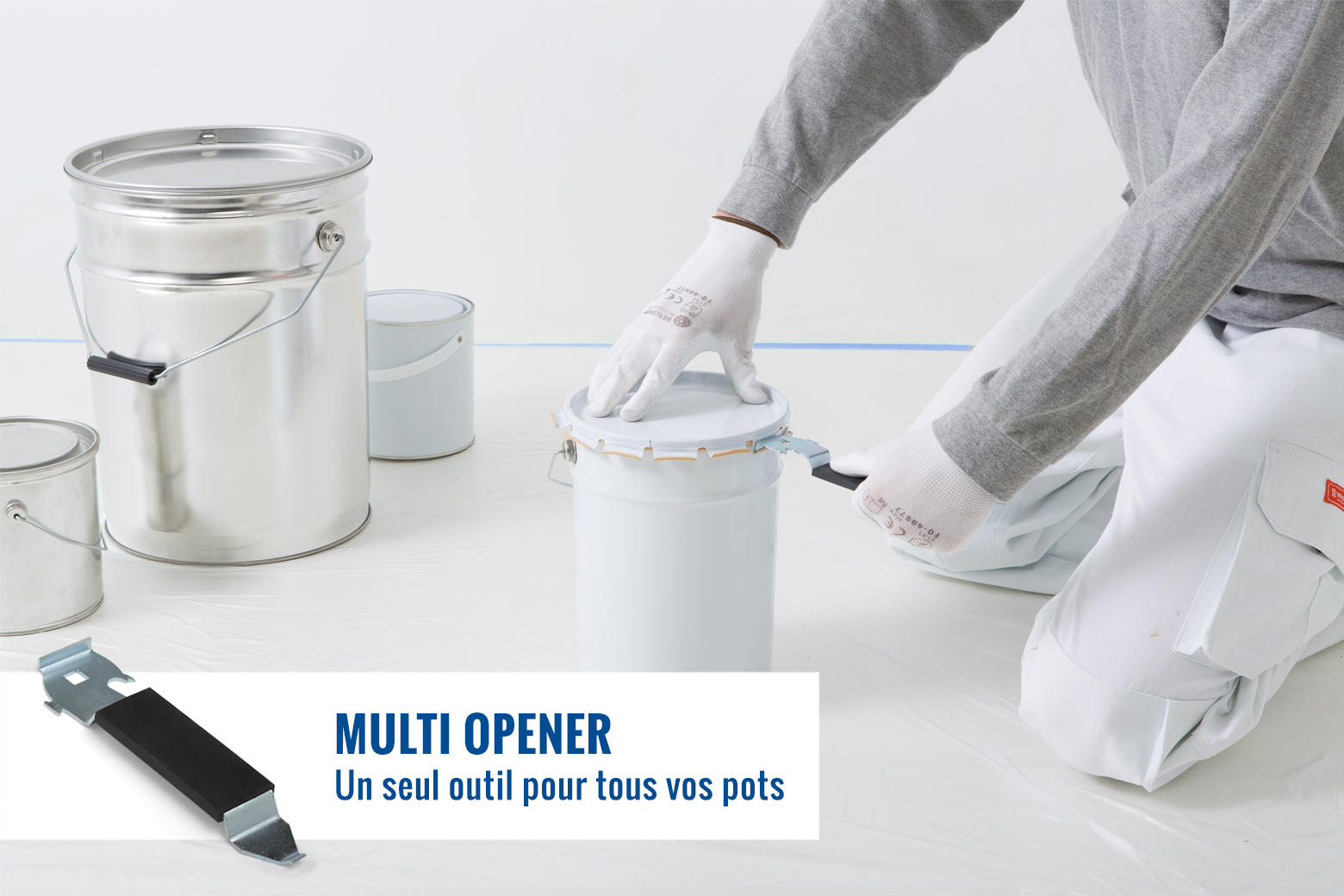 Vous ouvrez aussi facilement les pots de peinture ordinaires que les bagues fermées mécaniquement ou les couvercles à languette.